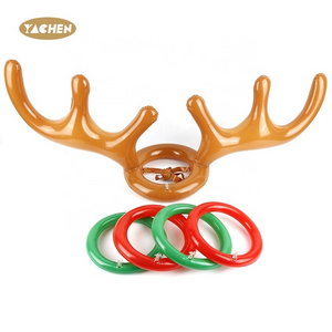 YACHEN Hot sale PVC christmas decoration gift reindeer antler throw hoop interactive game inflatable Headgear toys