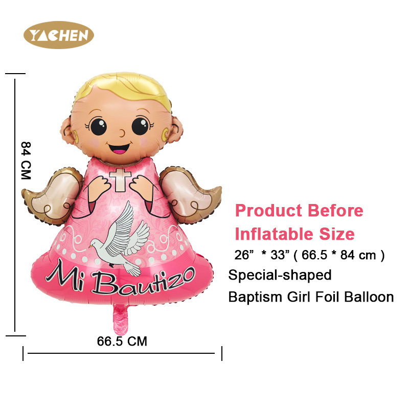 YACHEN Wholesale Mi Bautizo Decorations Aluminum Foil Balloons Baptism Baby Shower Gender Reveal Balloons