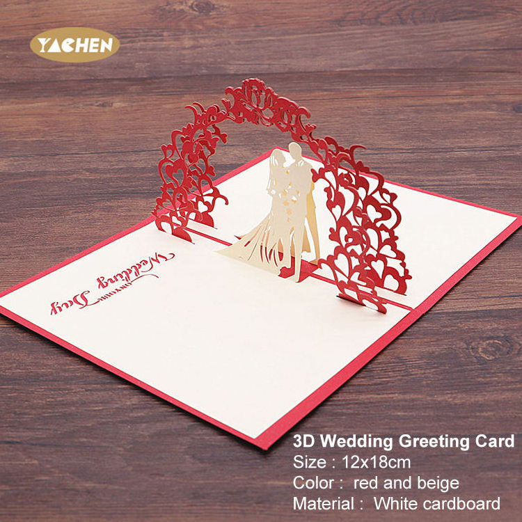 YACHEN Quality Luxury Wedding Invitations Cards Anniversary 3D Pop Up Greeting Card Valentines Day Gift Cards