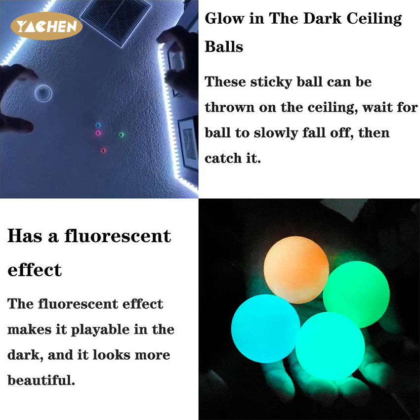 Yachen wholesale relief stress toy ball glowing in the dark sticky balls ceiling for kids fidget toys