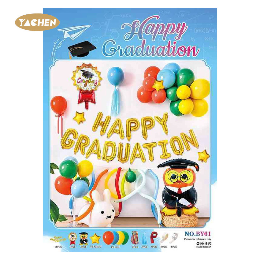 YACHEN congrats grade 48pcs foil happy graduation balloons set for graduation party decorations