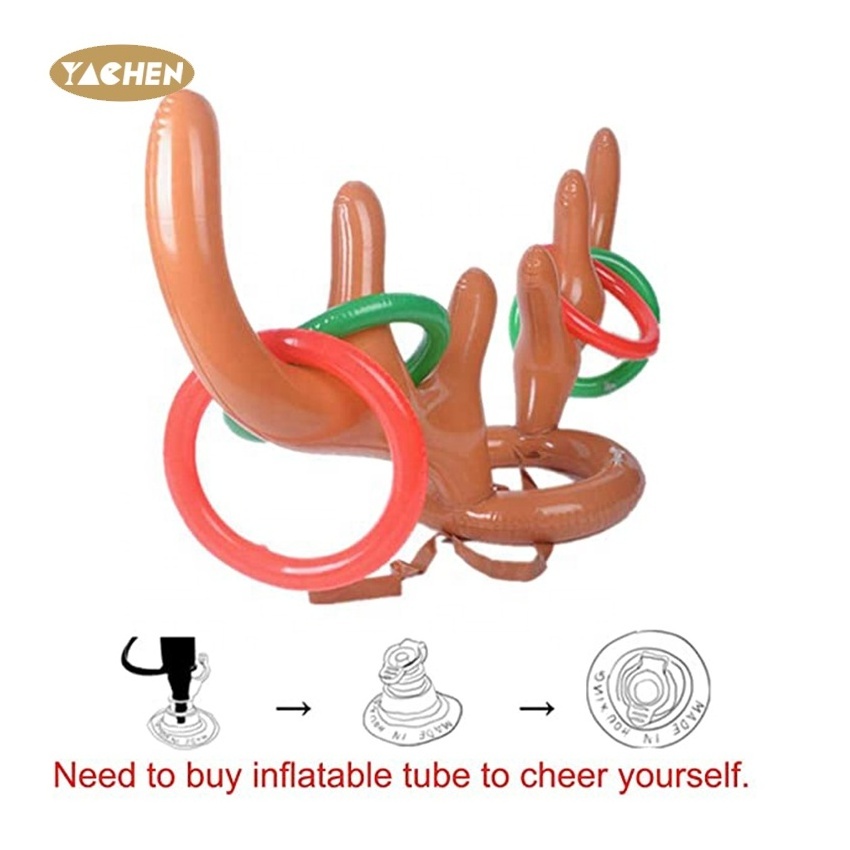 YACHEN Hot sale PVC christmas decoration gift reindeer antler throw hoop interactive game inflatable Headgear toys