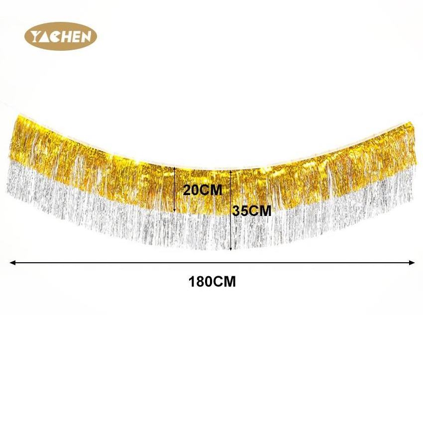 YACHEN Two Colors Foil Fringe Garland Metallic Tinsel Streamers Fringe Curtain Party Wall Hanging Decorations