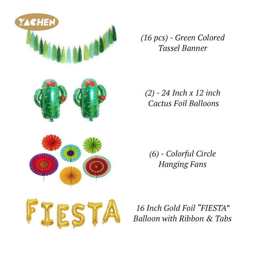 Yachen globos para fiesta party decorations paper fans fiesta banner aluminum foil fiesta cactus balloons