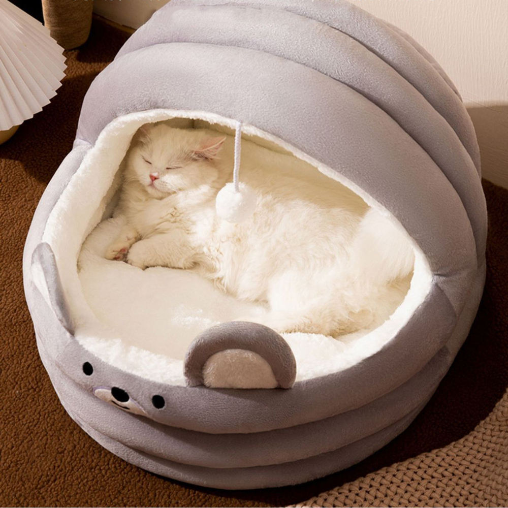 3 colors Semi-enclosed cat nest pet blanket wholesale warm pet dog plush kennel custom dog bed in winter