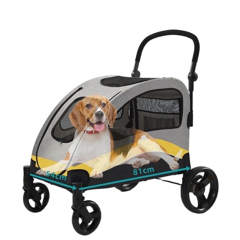 Large Dog Stroller Jogger Pet Stroller Breathable Animal Stroller With 4 Wheels And Large Storage Space Folding Pet Cart