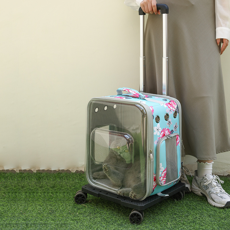 Wholesale Pet trolley case Foldable breathable cat backpack Portable pet Trolley bag Multi-functional pet backpack