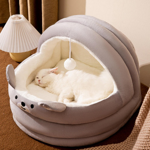 3 colors Semi-enclosed cat nest pet blanket wholesale warm pet dog plush kennel custom dog bed in winter