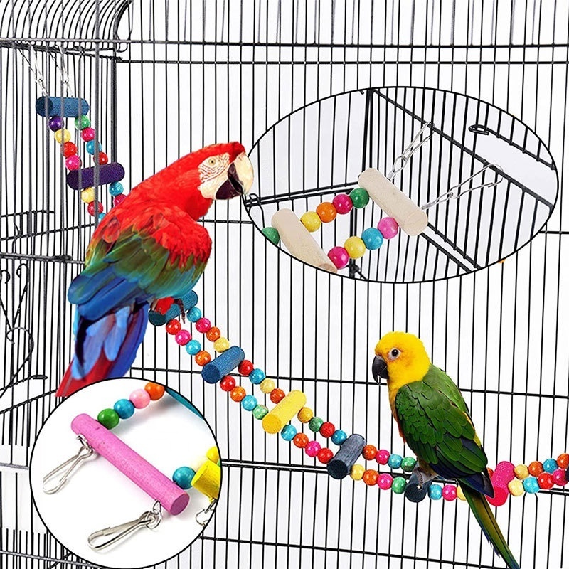 Hot Selling Bird Toy Set Colorful Pet Parrot Toys Swing Chewing Hanging Cage Toy With Bell Bird Cage Accessories