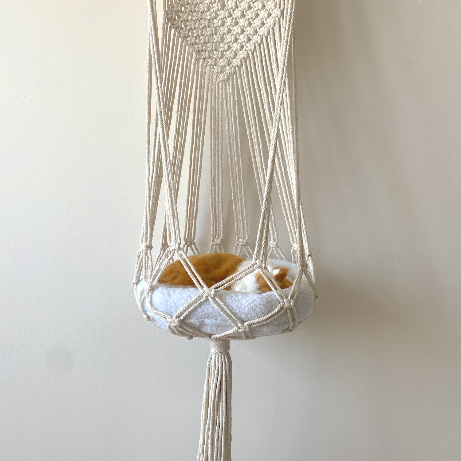 Many styles Macrame Cat Hammock Bed Include Cushion and Hanging Kit, Handwoven Cat Hanging Basket Swing Bed Hang on Wall