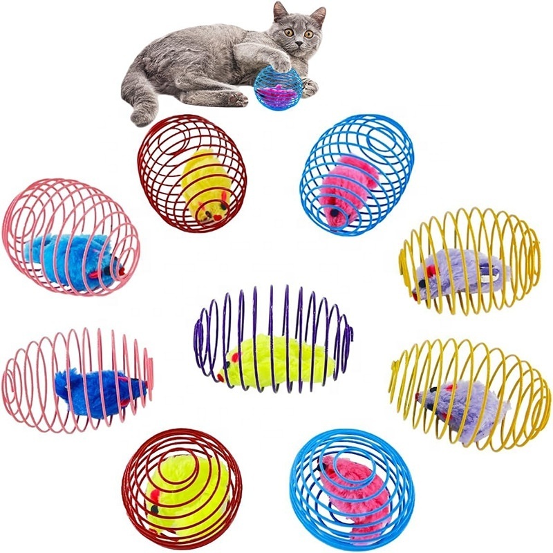 Environmentally Friendly Hot Sale Cat Spring Balls Stretchable Rolling Balls Toy Caged Rats For Kitten Cage Mouse Slinky Cat Toy