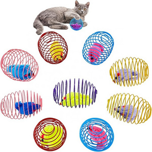 Environmentally Friendly Hot Sale Cat Spring Balls Stretchable Rolling Balls Toy Caged Rats For Kitten Cage Mouse Slinky Cat Toy