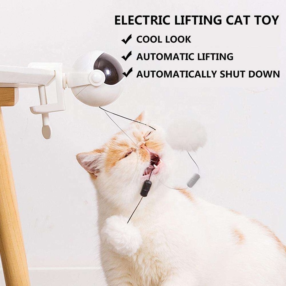 New Automatic Electric Cat Toy Funny Cat Teaser Ball Toy Automatic Lifting Spring Rod Yo-yo Lifting Ball Interactive Puzzle Smar