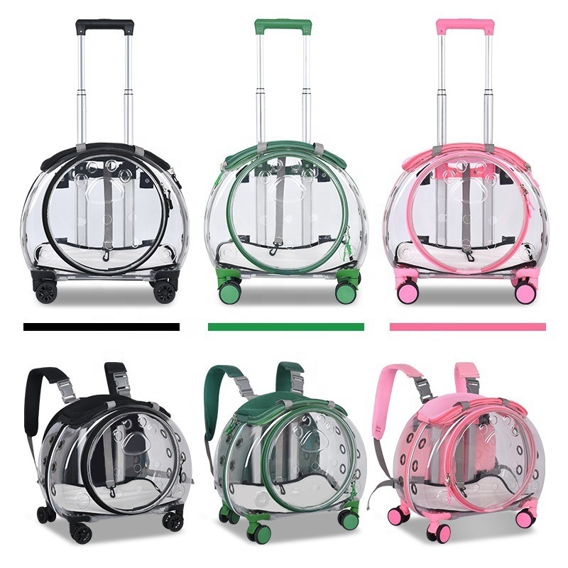 Wholesale new design luxury Hoopet Acrylic Trolley Pet Dog Cat Bed Backpack Luggage Box Carrier