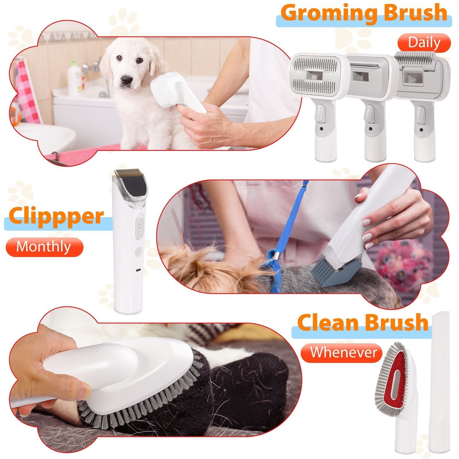 Pet Hair Grooming Kit Products Brushes Portable Pet Care Grooming Vacuum Trimmer