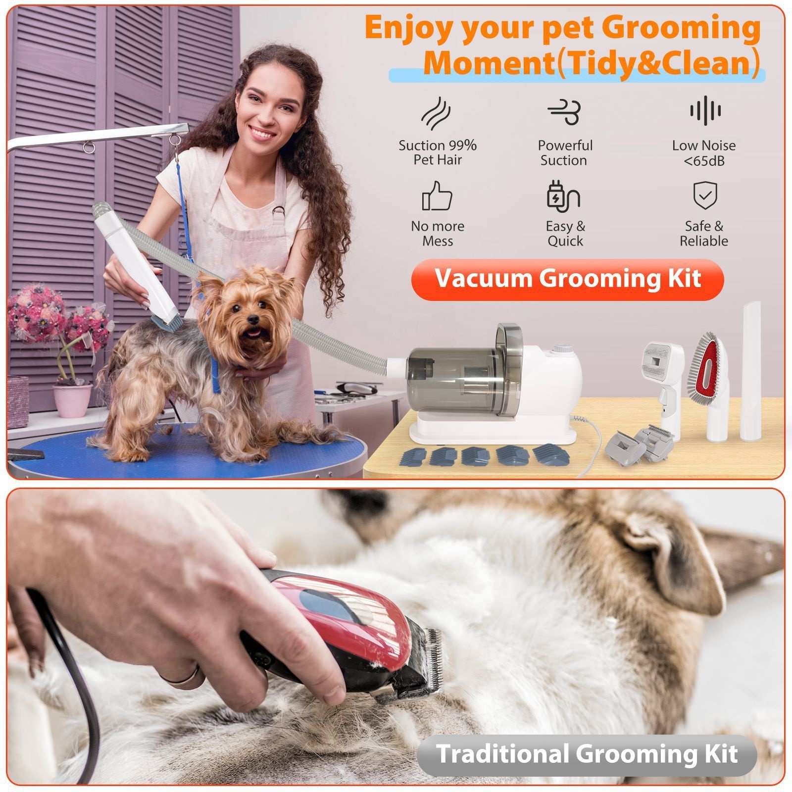 Pet Hair Grooming Kit Products Brushes Portable Pet Care Grooming Vacuum Trimmer