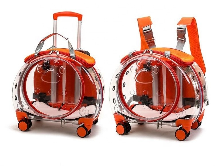 Wholesale new design luxury Hoopet Acrylic Trolley Pet Dog Cat Bed Backpack Luggage Box Carrier