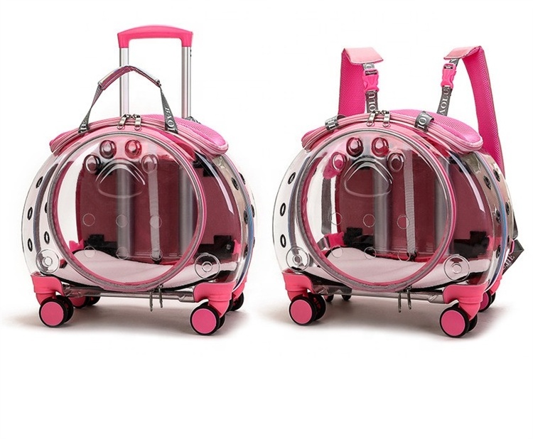 Wholesale new design luxury Hoopet Acrylic Trolley Pet Dog Cat Bed Backpack Luggage Box Carrier