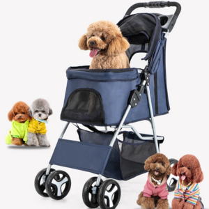 best price Folding Four-wheeled Easy Walk Travel Carrier Carriage Pet Stroller For Cats Dogs