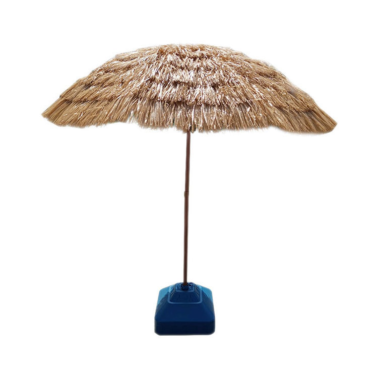 High Quality Outdoor Parasol Raffia Thatch Beach Umbrella Thatch Roof Straw Umbrella With Tilt