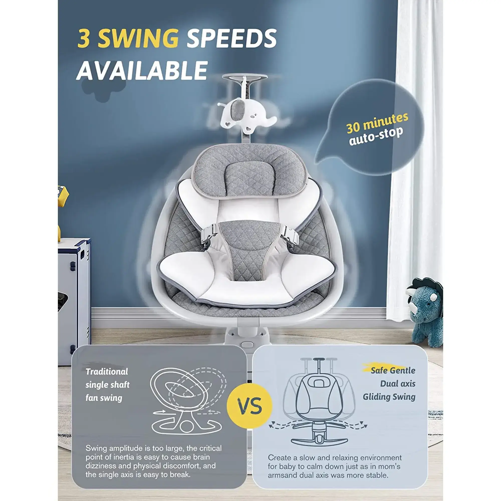 Baby rocker bouncer sleeping remote control rocking automatic 3 in 1 portable electrical baby swing cradle