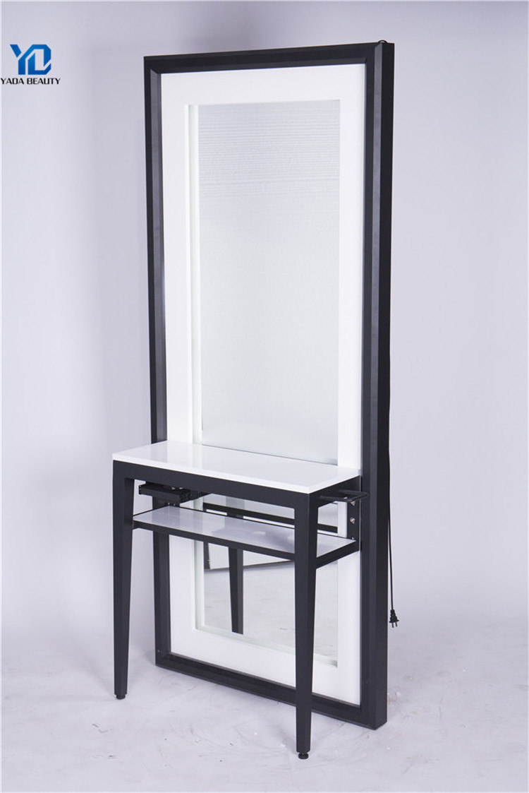 Modern design double sided mirror for hair beauty salon mirror with lights station led