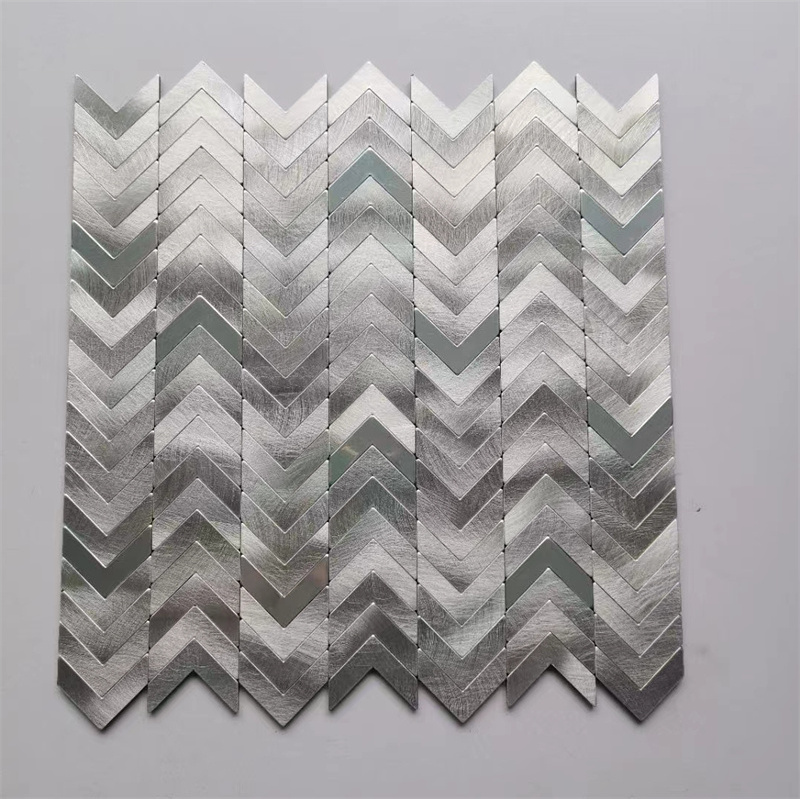 Black Color Herringbone Peel And Stick Metal Mosaic For Bathroom Backsplash