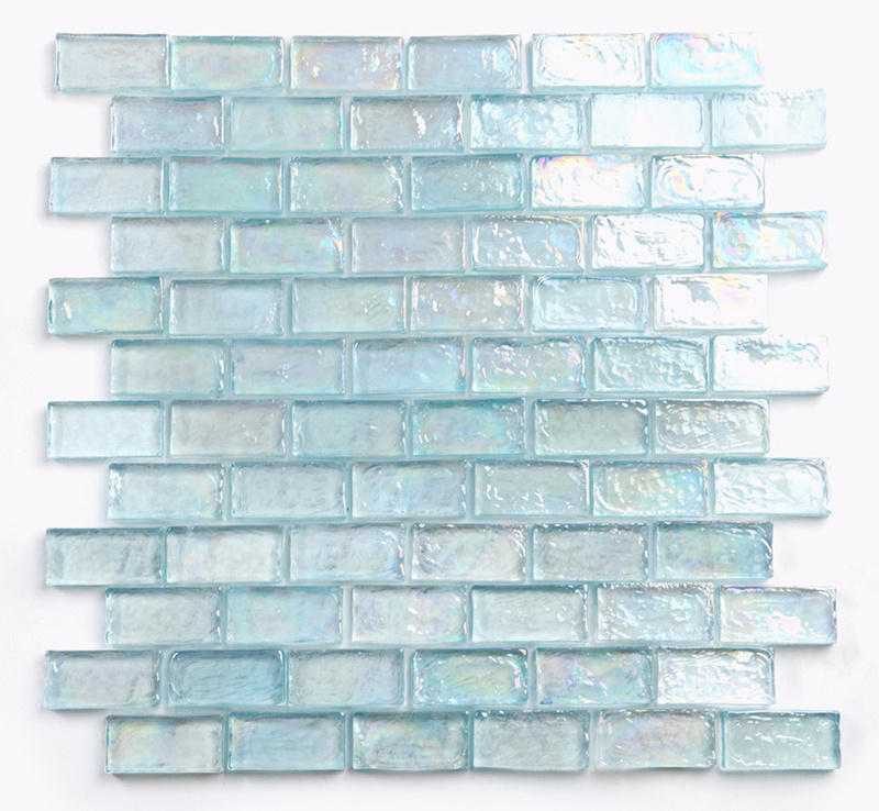 Pebble Glass Iridescent Blue Mosaic Wall And Floor Decoration in Swimming Pool