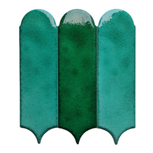 Irregular green fan fish scale ceramic tile mosaic for bathroom wall decoration