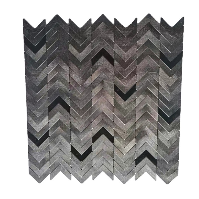 Black Color Herringbone Peel And Stick Metal Mosaic For Bathroom Backsplash