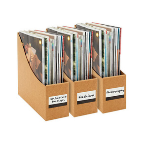 Custom Cheap Price Kraft Paper Magazine File Holders Sturdy Cardboard Magazine Storage Box Magazine Organizers