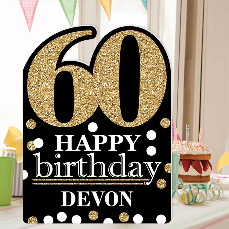 Adult 60th Birthday Gold Happy Birthday Giant Greeting Card Personalized Big Shaped Jumborific Card