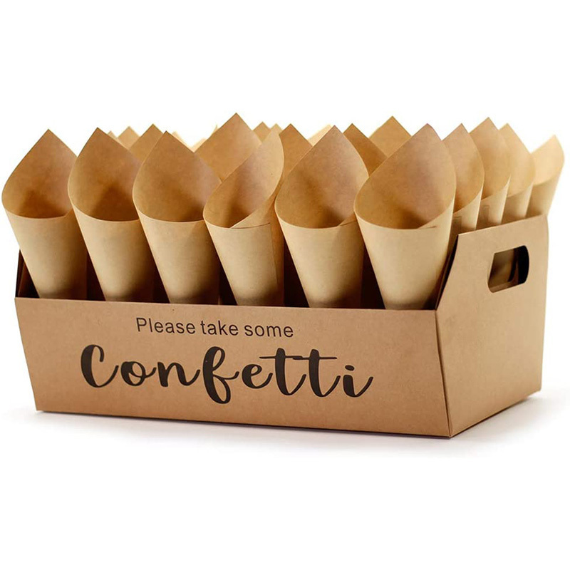 Biodegradable Confetti Cone Stand Box Tray  Wedding Confetti Holder Stand Box Tray is Fold by Yourself