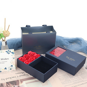 Custom Saint Valentin Gift 6pcs Eternal Rose Soap Flower Gift Box for Jewelry Necklace