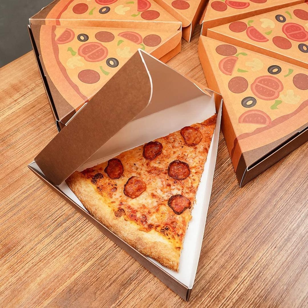 Nice design cheap triangle pizza box custom printing paper pizza box Kraft Paper Pizza Slice Box