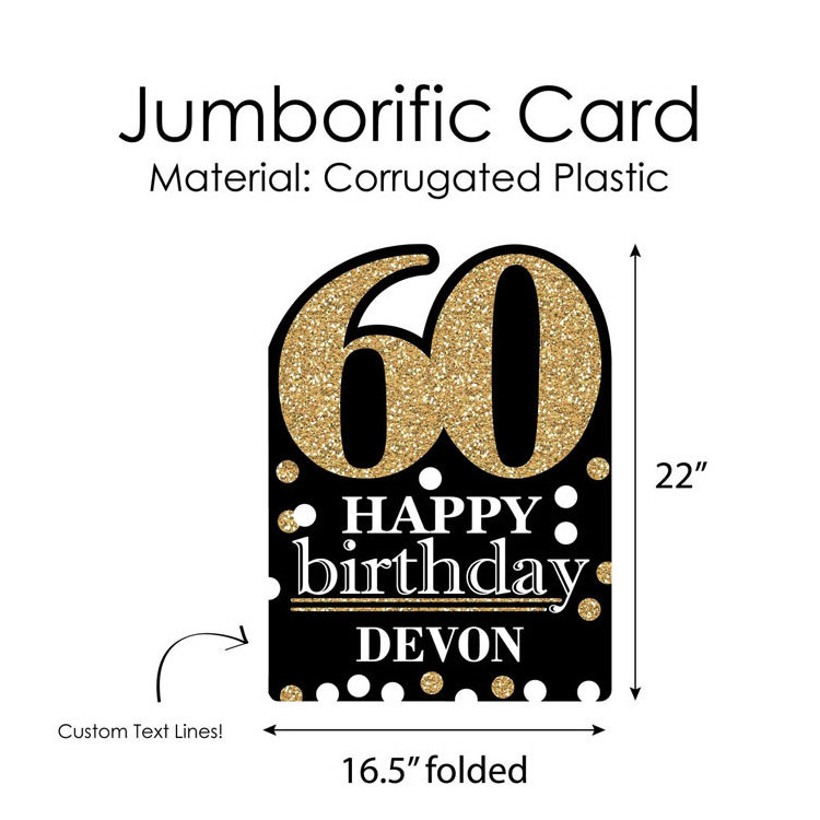 Adult 60th Birthday Gold Happy Birthday Giant Greeting Card Personalized Big Shaped Jumborific Card