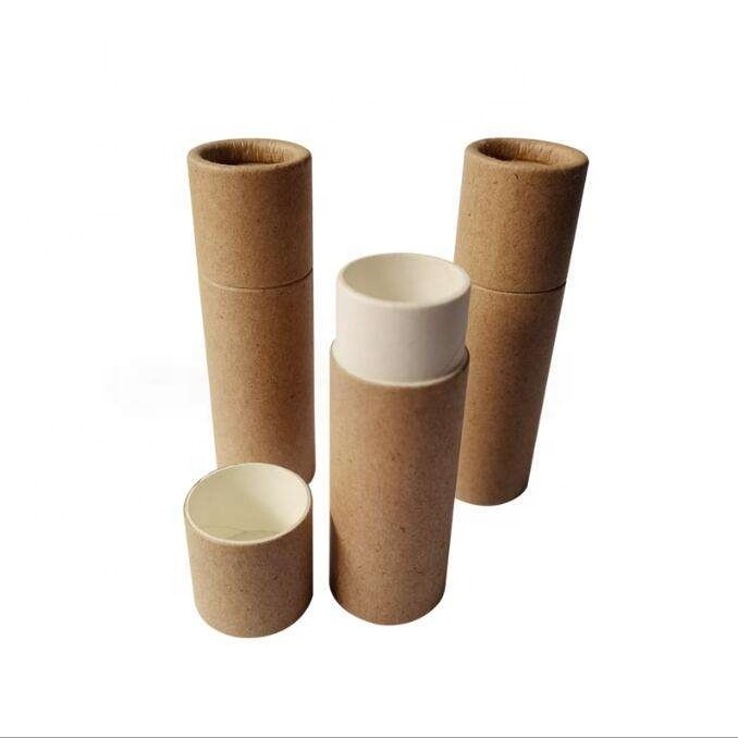 Spot goods Biodegradable High quality Moisturizing Lip Balm tube Kraft Paper Push Up Chapstick Tubes Round Lip Balm Container