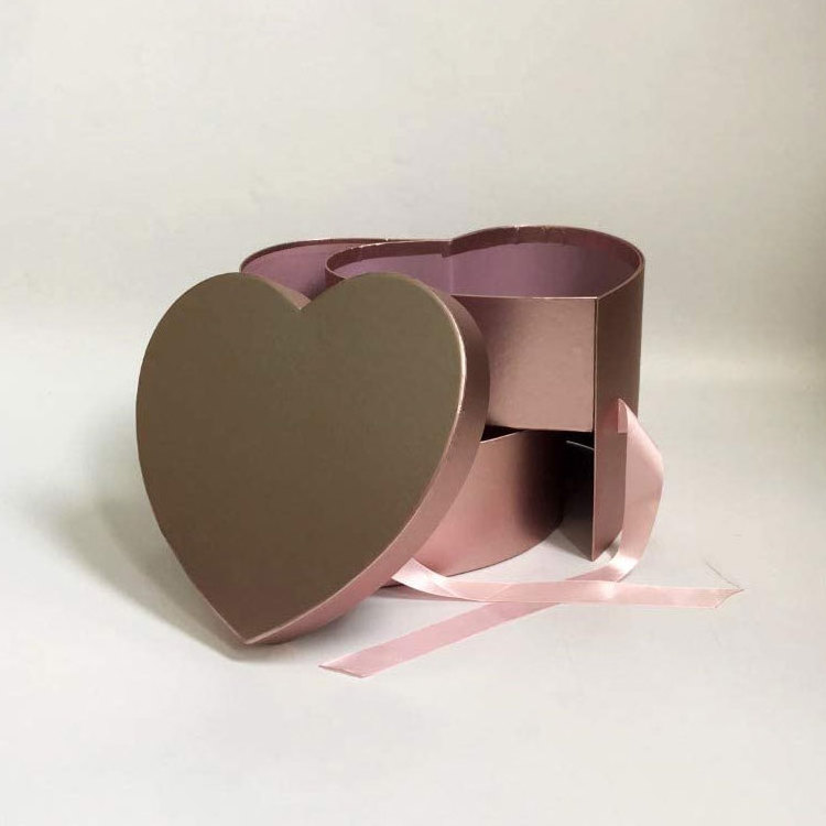 Custom Heart Shaped Unique Love Rose Gold New Fresh Bouquet Flower Eco Friendly Corrugated Paper Boxes For Luxury Gift Packaging