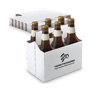 Custom Printing Heavy Duty Beverage Holder Paper Box Can Juice Beer Wine Corrugated Kraft Paper 4 6 Pack Bottle Carrier Box