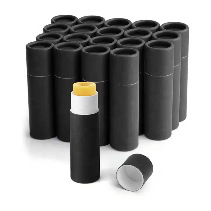 Spot goods Biodegradable High quality Moisturizing Lip Balm tube Kraft Paper Push Up Chapstick Tubes Round Lip Balm Container