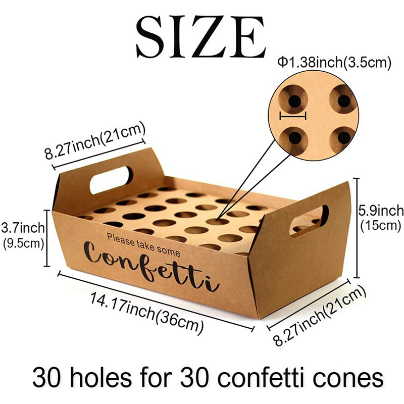 Biodegradable Confetti Cone Stand Box Tray  Wedding Confetti Holder Stand Box Tray is Fold by Yourself