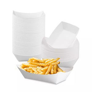 Disposable hot dog white kraft paper food trays printed paper french fries cone fried chicken box