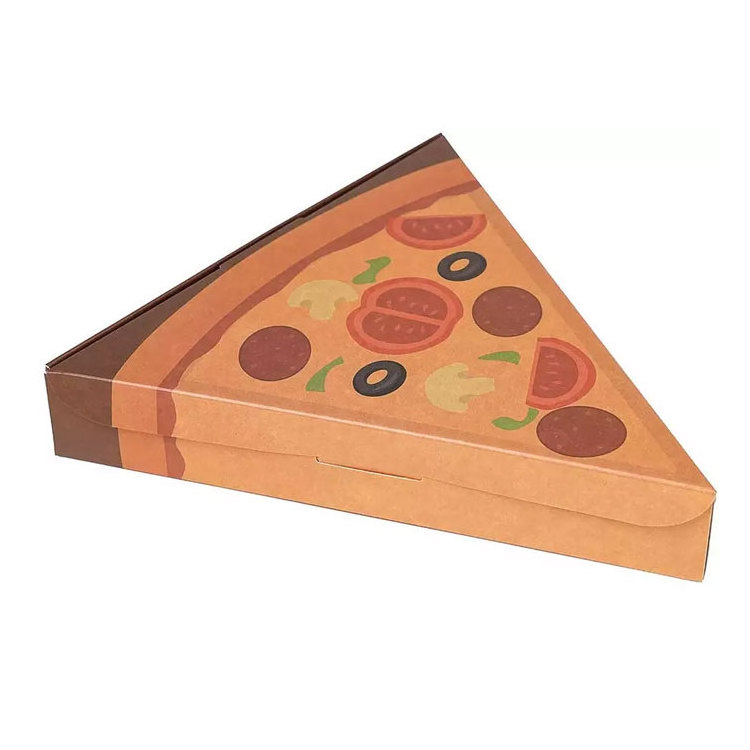 Nice design cheap triangle pizza box custom printing paper pizza box Kraft Paper Pizza Slice Box