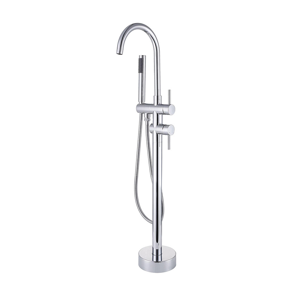 Hot sale solid brass freestanding matte black floor mounted tub filler faucet