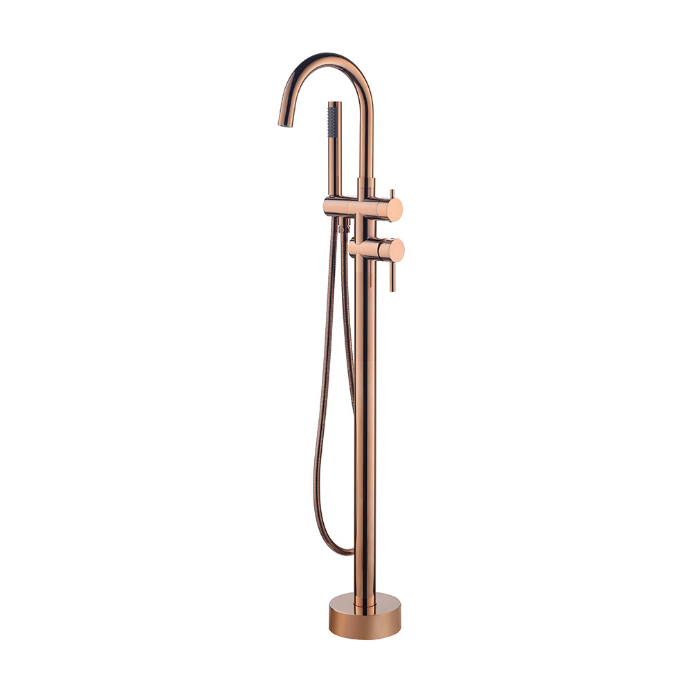 Hot sale solid brass freestanding matte black floor mounted tub filler faucet