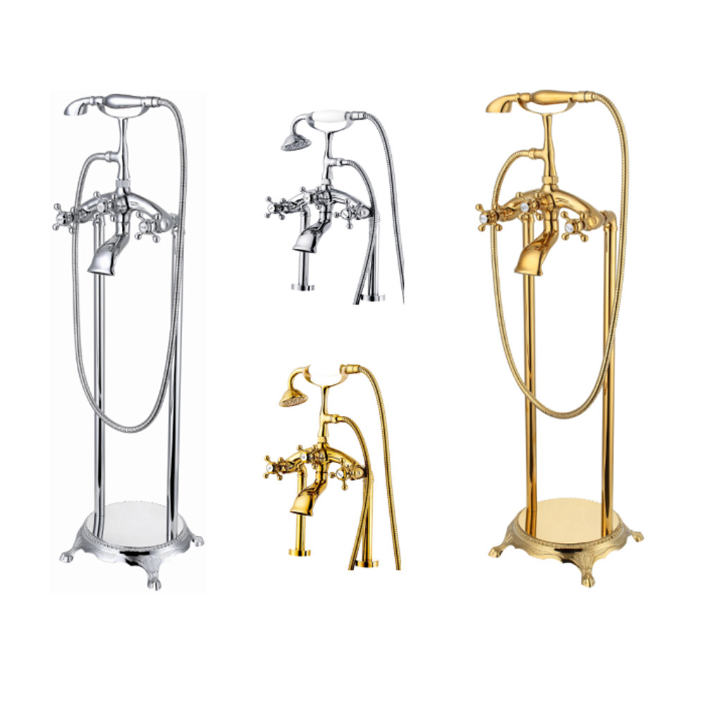 Retro Nostalgia Freestanding Bathtub Faucet Gold