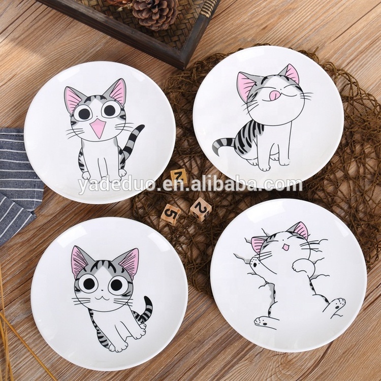 Cute design porcelain serving dishes with your logo ceramic chi's sweet cat plates