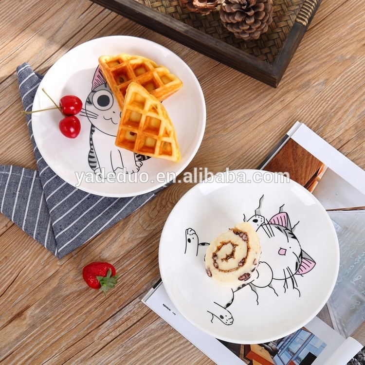 Cute design porcelain serving dishes with your logo ceramic chi's sweet cat plates