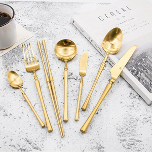 Stylish gold spoon fork and knife hotel stainless steel cutlery 4pcs