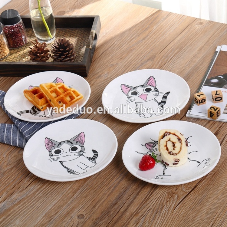 Cute design porcelain serving dishes with your logo ceramic chi's sweet cat plates